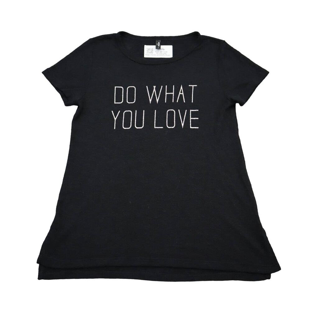 Michelle Shirt Womens S Black Cap Sleeve Crew Neck Do What You Love Tee
